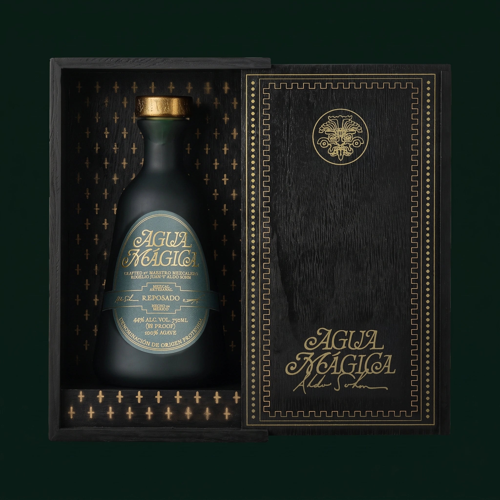 The open presentation box revealing the Reposado bottle